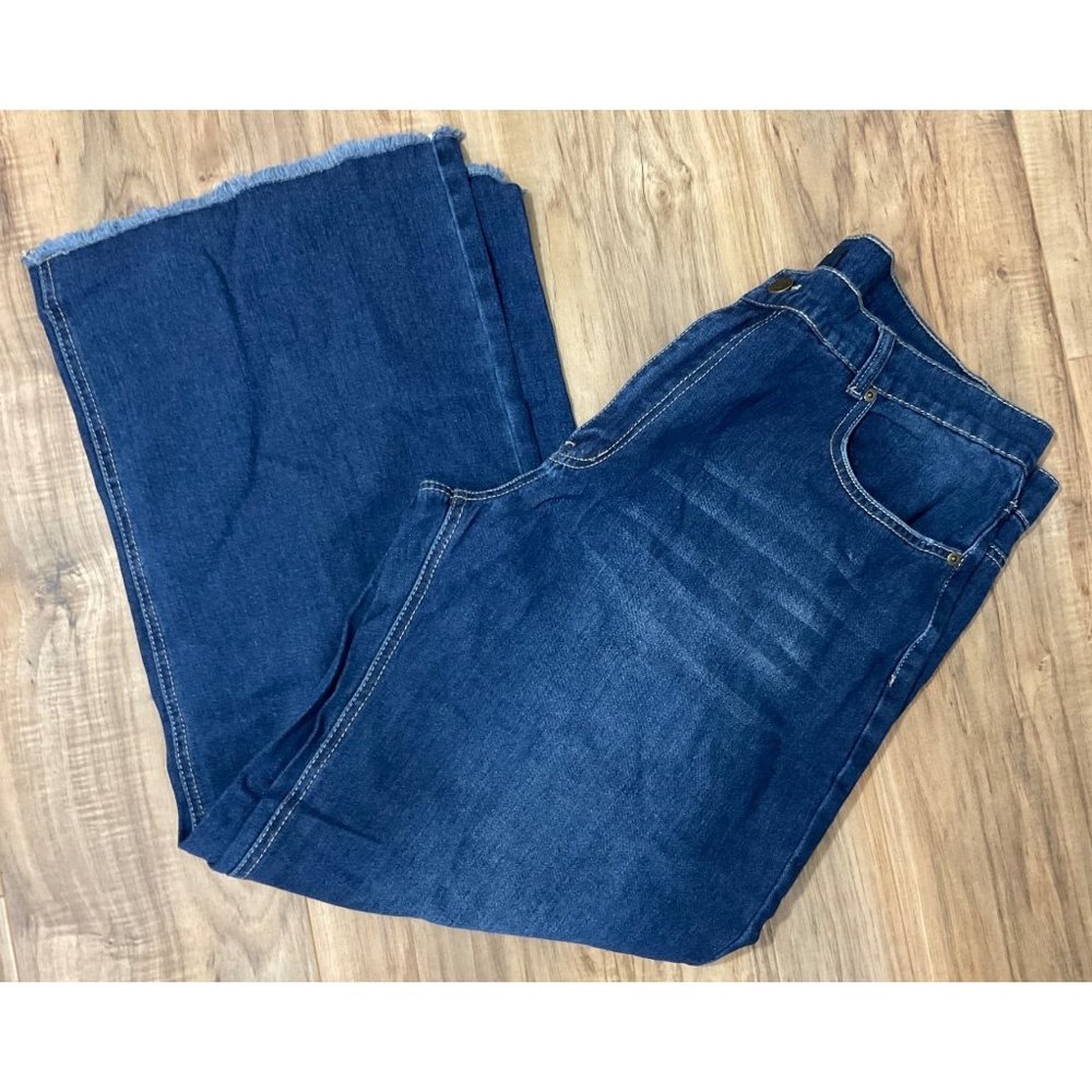 Women's Midiross 3XL Raw Hem Mid Waist Straight Leg Stretch Jeans